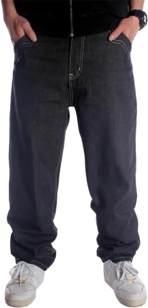 Ruiatoo Men's Classic Baggy Jeans Daily Loose Denim Jeans Hip Hop Dance Jogging Long Casual Pants