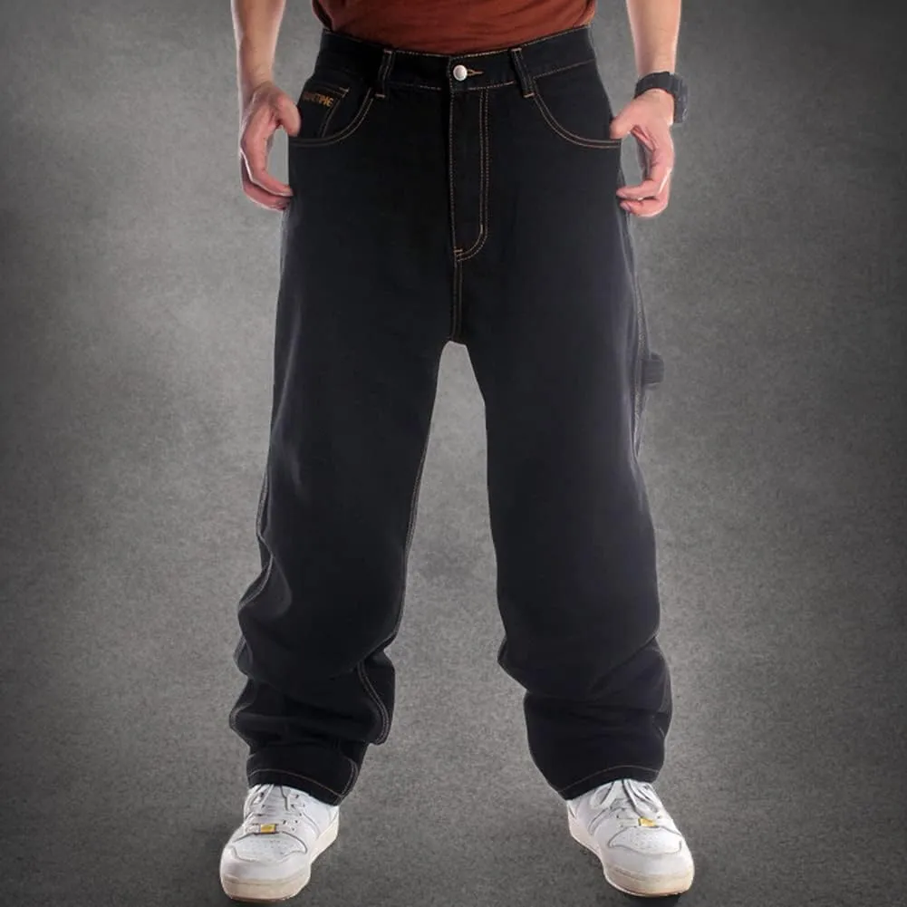 Ruiatoo Men's Classic Baggy Jeans Daily Loose Denim Jeans Hip Hop Dance Jogging Long Casual Pants
