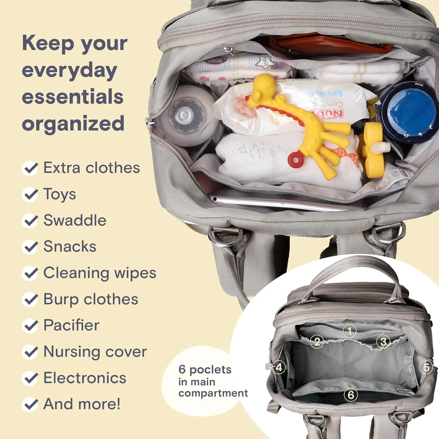 Ruvalino Classic Diaper Bag Backpack - Clay