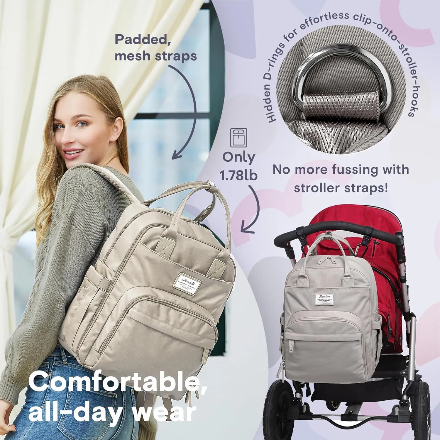 Ruvalino Classic Diaper Bag Backpack - Clay