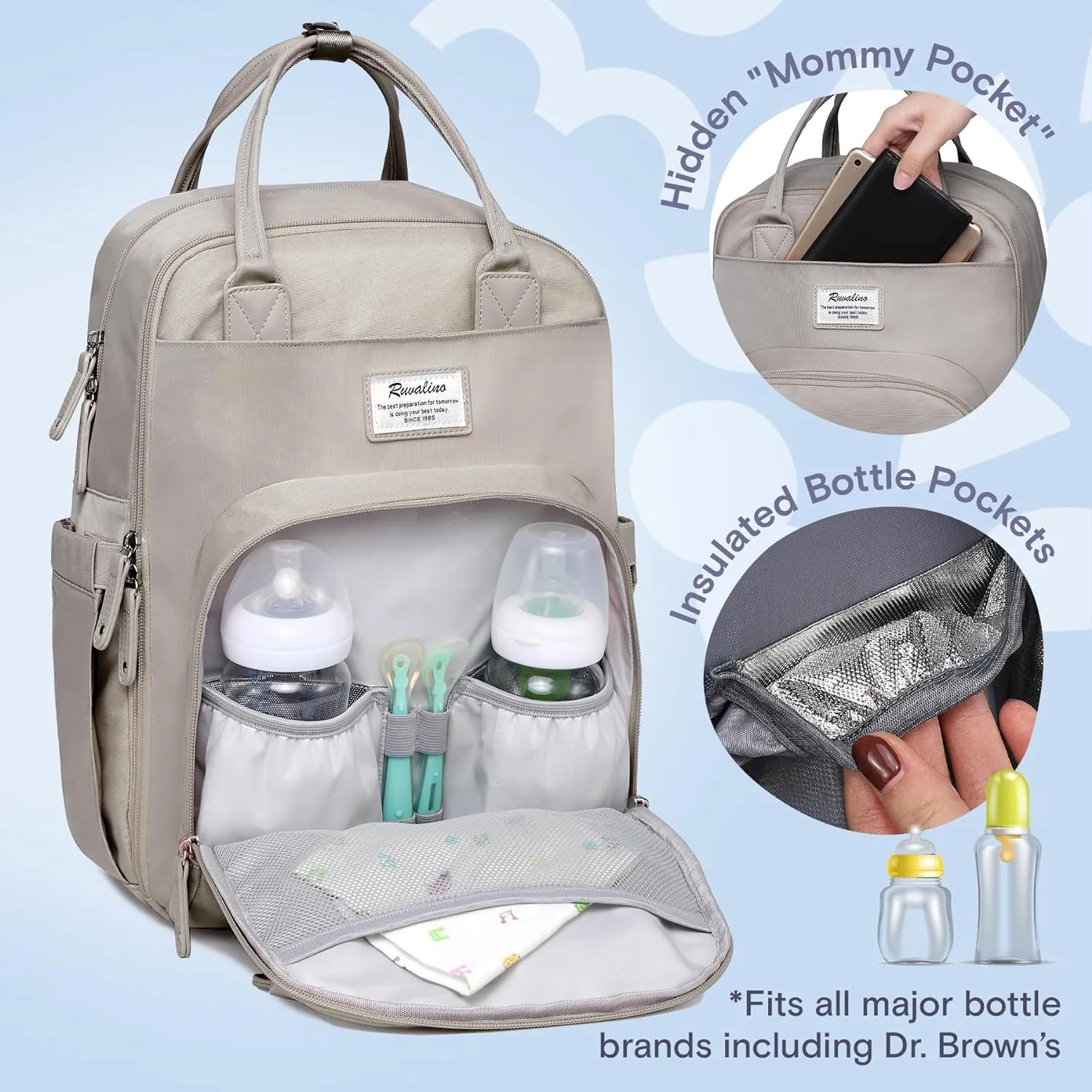 Ruvalino Classic Diaper Bag Backpack - Clay