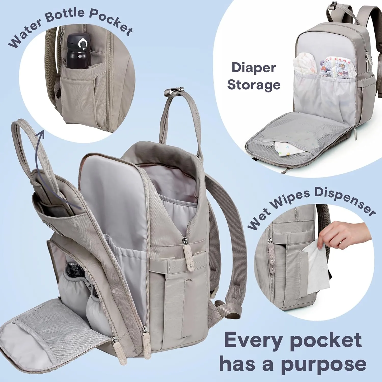 Ruvalino Classic Diaper Bag Backpack - Clay