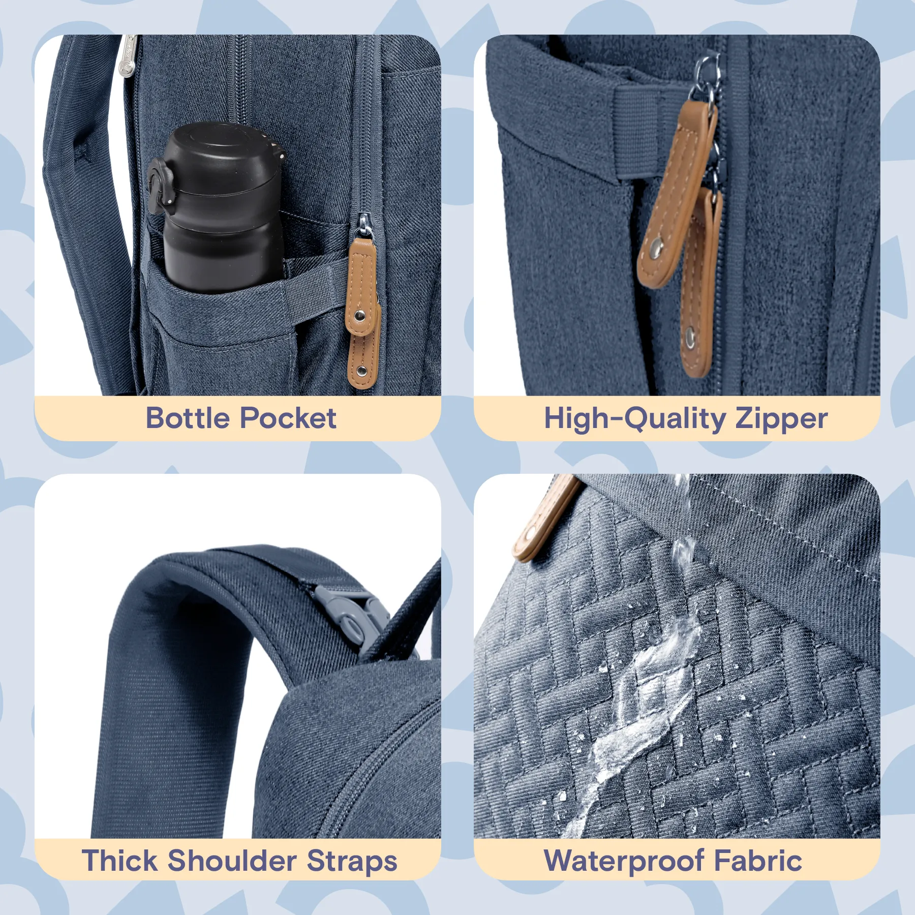 Ruvalino Neutral All-in-One Baby Bags - Denim Blue