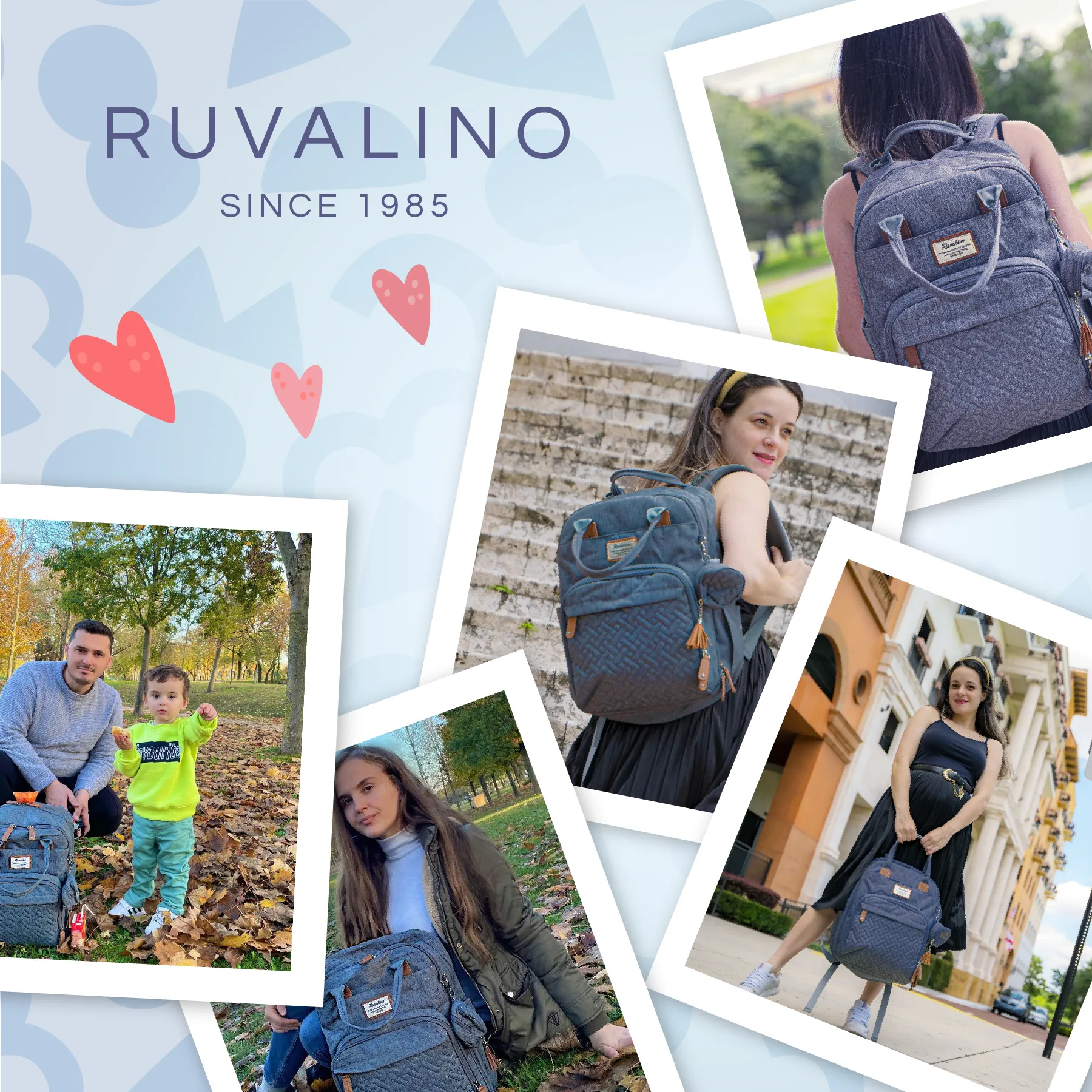 Ruvalino Neutral All-in-One Baby Bags - Denim Blue