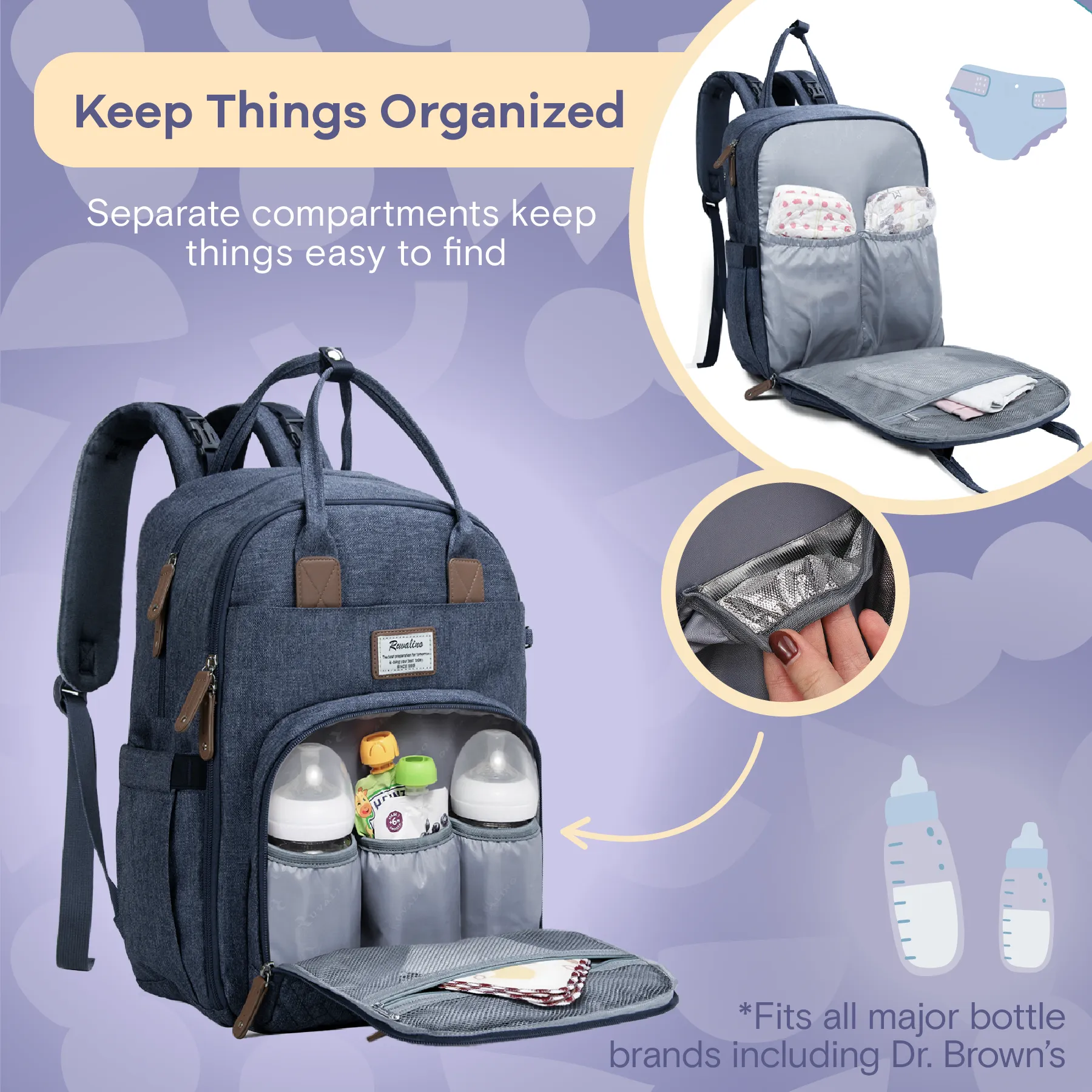 Ruvalino Neutral All-in-One Baby Bags - Denim Blue