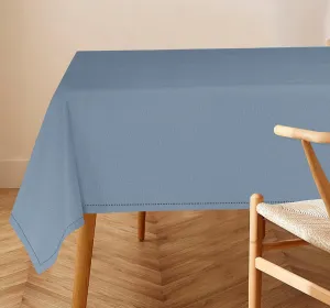 RUVANTI Cotton Linen Table Cloth Rectangle Table 72x54 Inch, Classic Hemstitch, Stain ‎Resistant, Washable Tablecloth Perfect for Coffee Table Cover, Dining, Hotel, Weddings and Parties – Grey