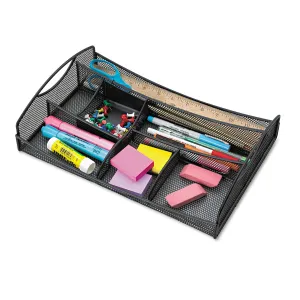 Safco® Onyx Mesh Drawer Organizer, Seven Compartments, 13 X 8.75 X 2.75, Steel, Black