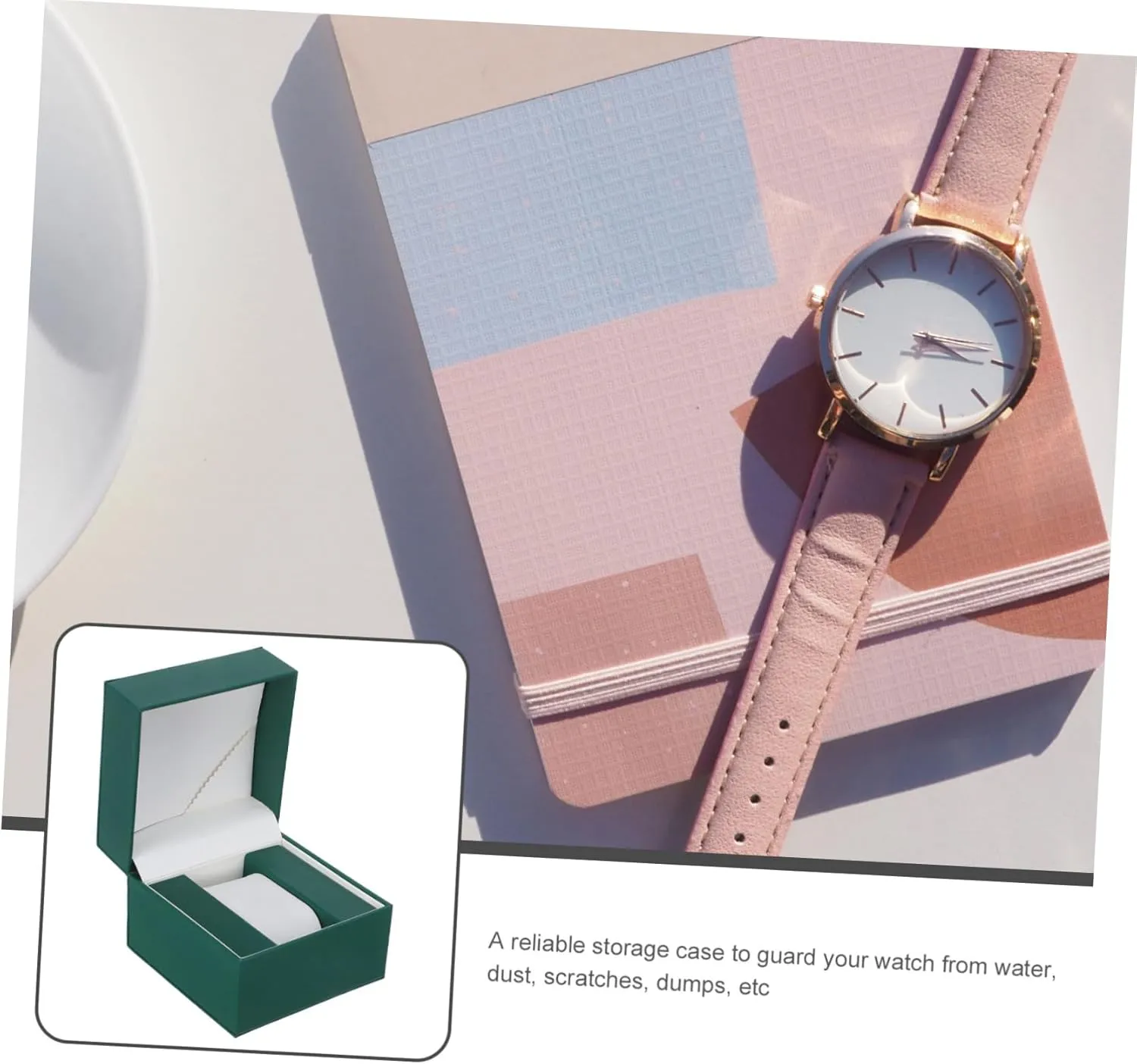 SAFIGLE Elegant Pu Watch Box Lid Luxurious Jewelry Organizer for Men and Women Display Case for Watches and Accessories Grain Design