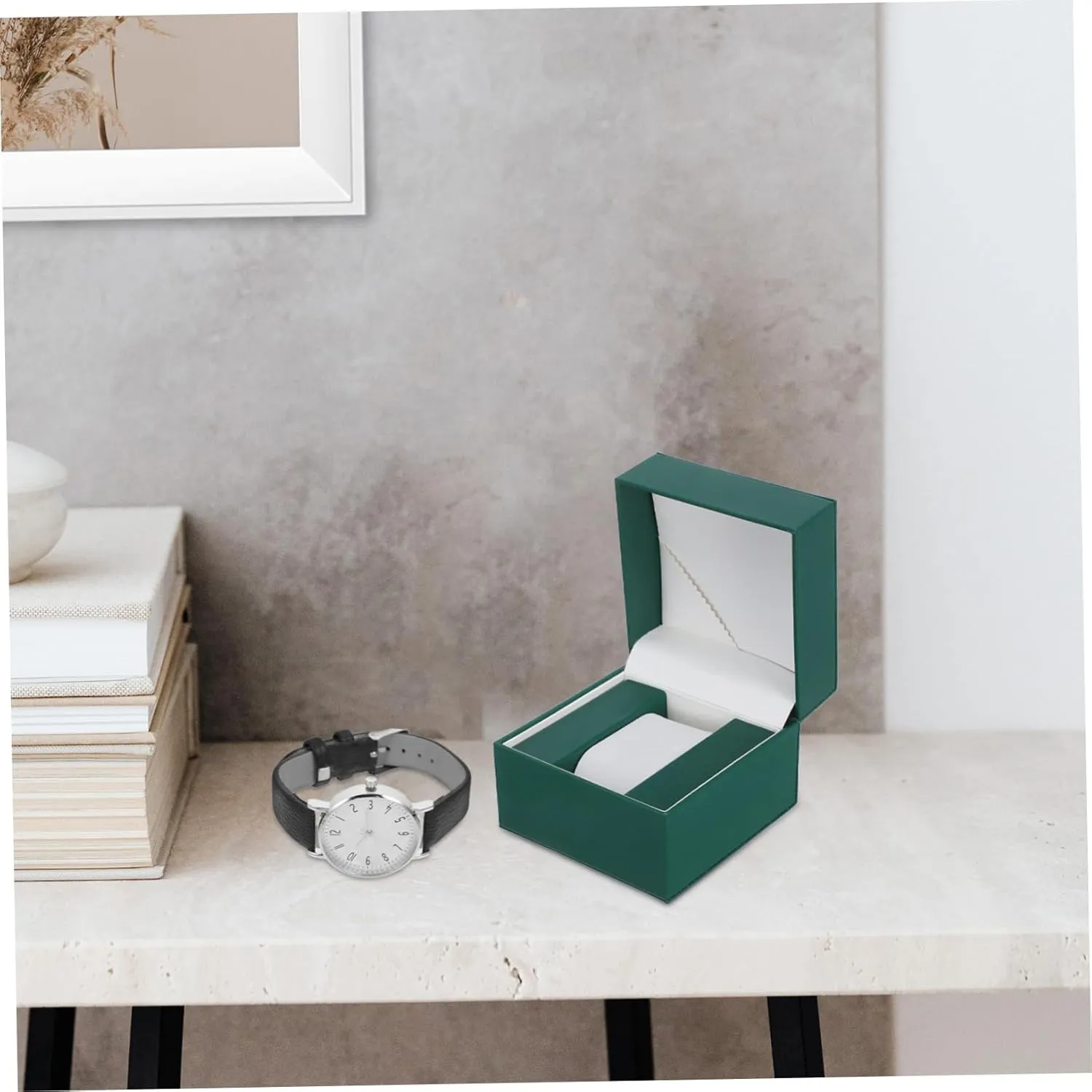 SAFIGLE Elegant Pu Watch Box Lid Luxurious Jewelry Organizer for Men and Women Display Case for Watches and Accessories Grain Design