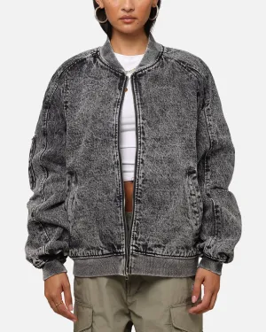 Saint Morta Flight Denim Jacket Black Stonewash