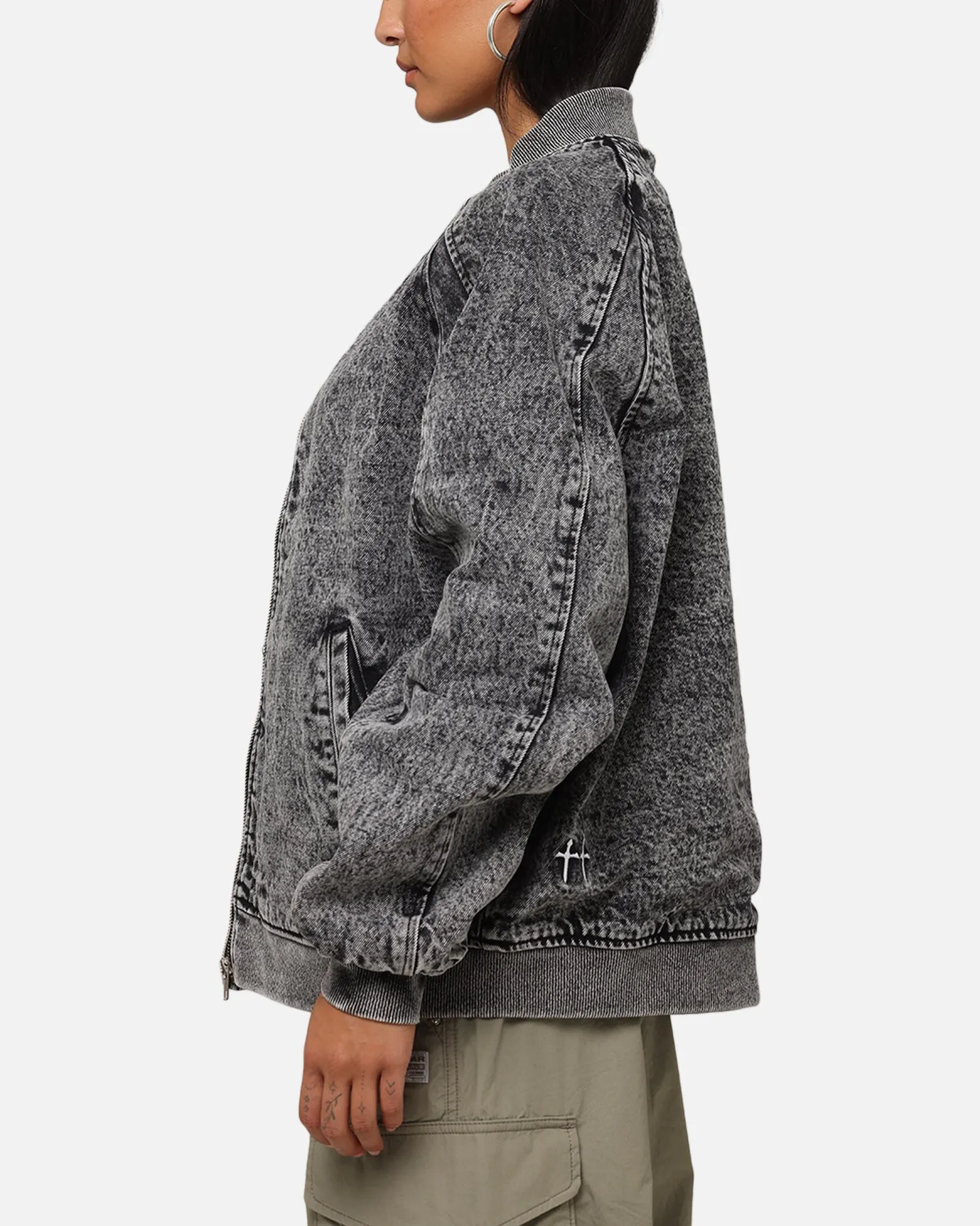Saint Morta Flight Denim Jacket Black Stonewash