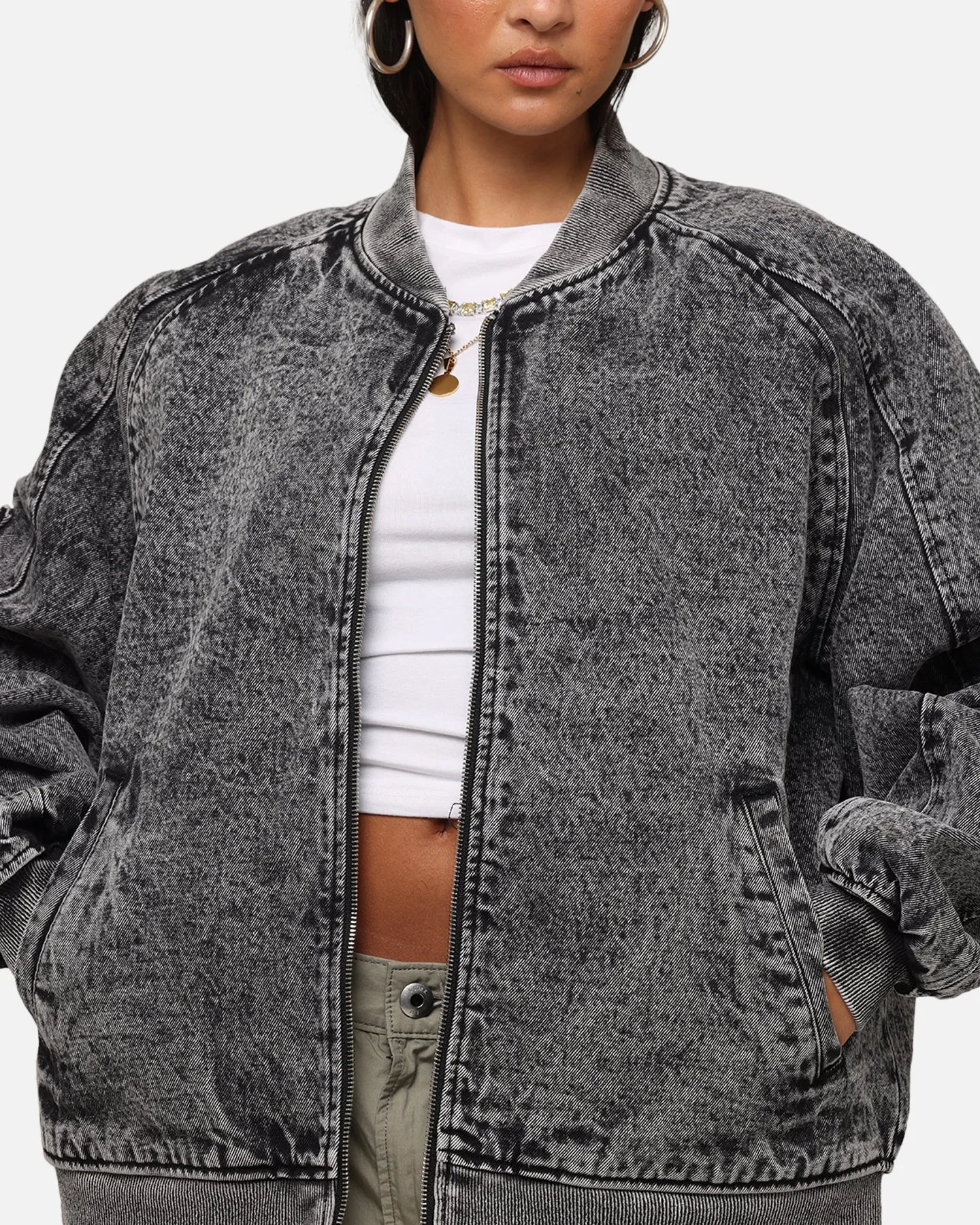 Saint Morta Flight Denim Jacket Black Stonewash