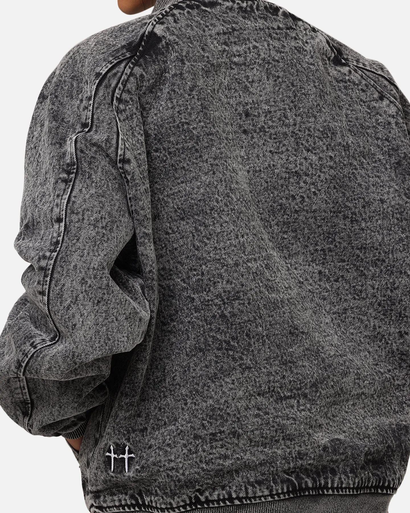 Saint Morta Flight Denim Jacket Black Stonewash