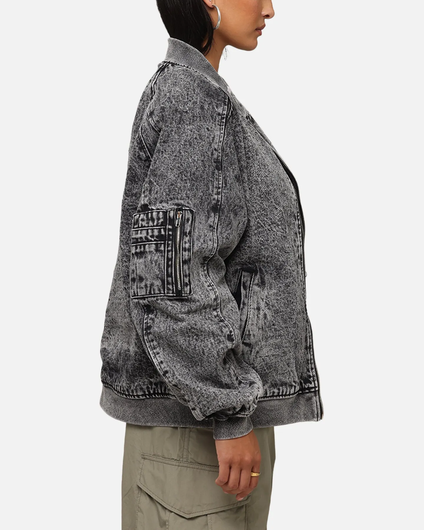 Saint Morta Flight Denim Jacket Black Stonewash