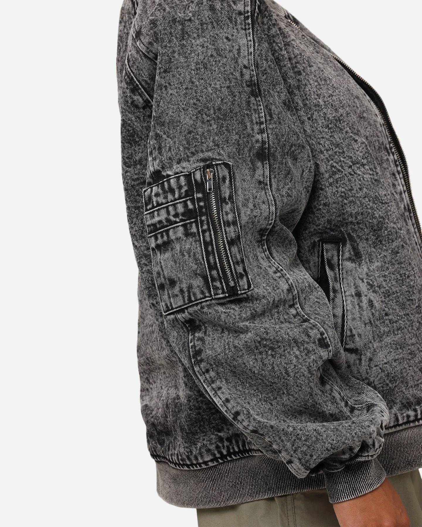 Saint Morta Flight Denim Jacket Black Stonewash
