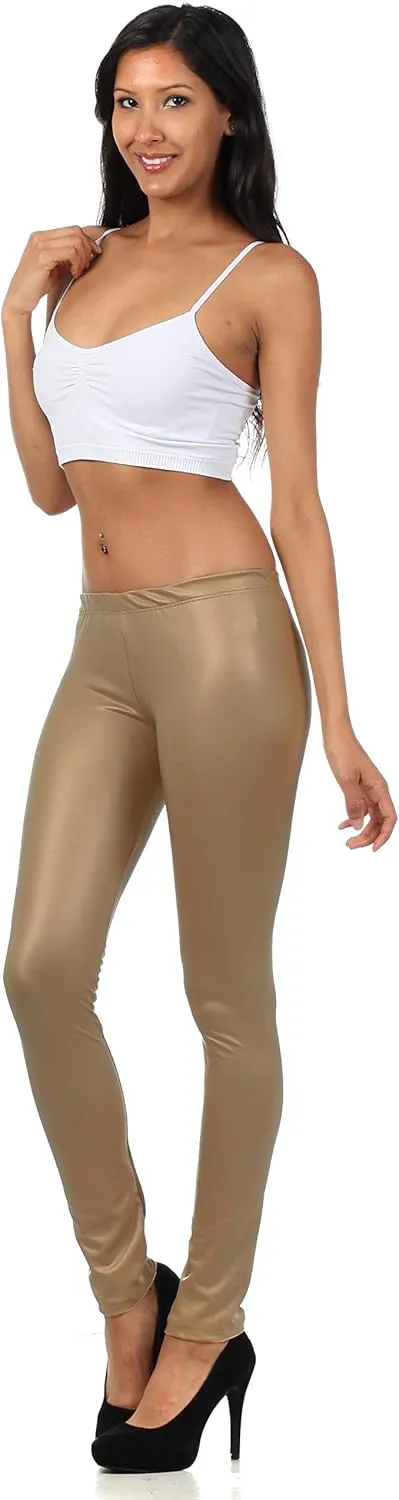Sakkas Footless Ultra Slim Fit Matte Liquid Wet Look Leggings