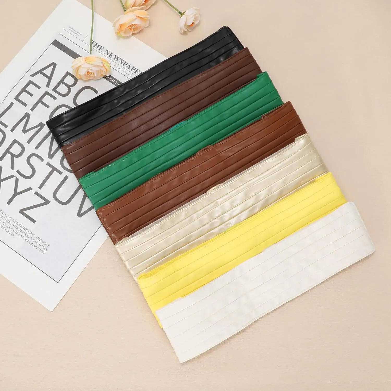 SANSTHS Women Wide Elastic Belts for Dresses Vintage Fashion Stretchy Waist Belts Ladies Cinch Belts Leather Waistband