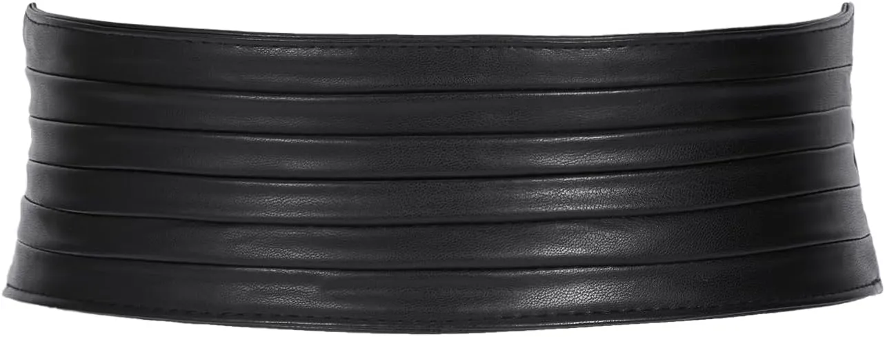 SANSTHS Women Wide Elastic Belts for Dresses Vintage Fashion Stretchy Waist Belts Ladies Cinch Belts Leather Waistband