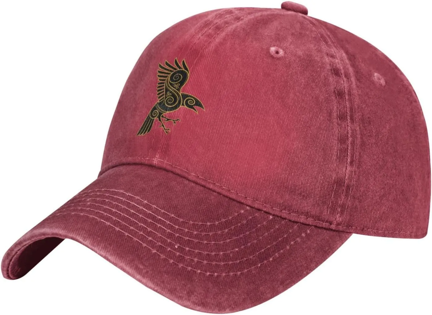Scandinavian Pirate Odin's Raven Celtic Ponytail Baseball Cap Vintage Denim Cowboy Hat
