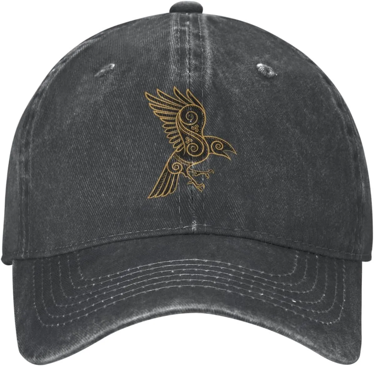 Scandinavian Pirate Odin's Raven Celtic Ponytail Baseball Cap Vintage Denim Cowboy Hat