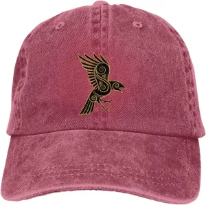 Scandinavian Pirate Odin's Raven Celtic Ponytail Baseball Cap Vintage Denim Cowboy Hat