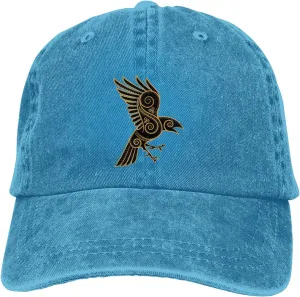 Scandinavian Pirate Odin's Raven Celtic Ponytail Baseball Cap Vintage Denim Cowboy Hat