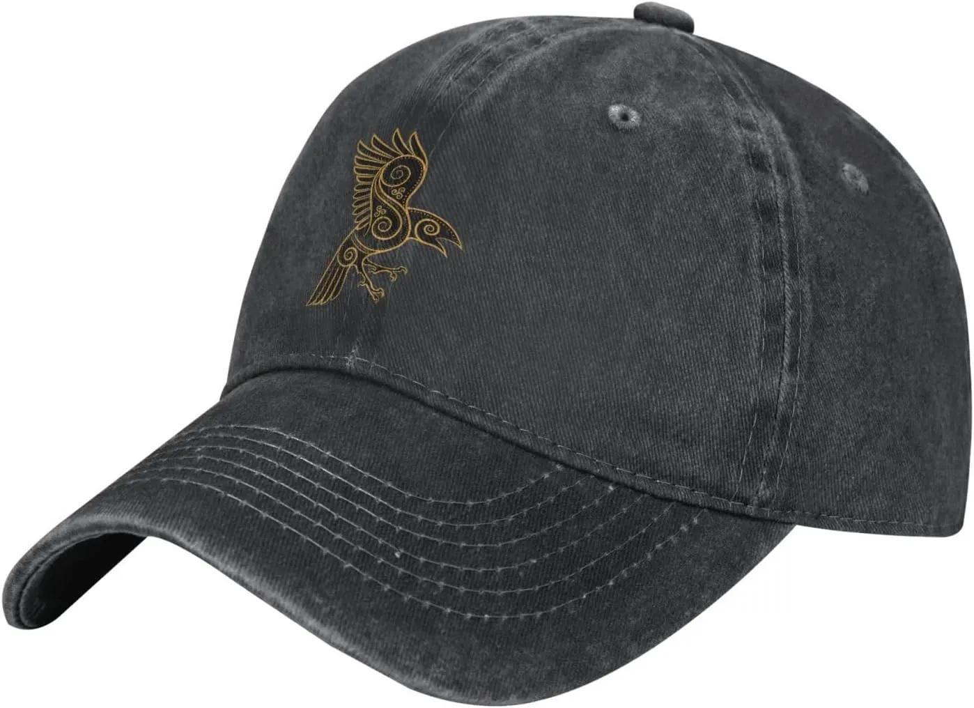 Scandinavian Pirate Odin's Raven Celtic Ponytail Baseball Cap Vintage Denim Cowboy Hat