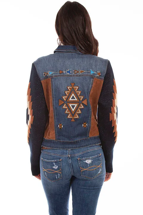 Scully Denim Aztec Embroidered Women's Denim Jacket HC639