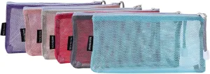 Sea Team 6pcs Multicolored Portable Travel Toiletry Pouch Nylon Mesh Cosmetic Makeup Organizer Bag with Zipper