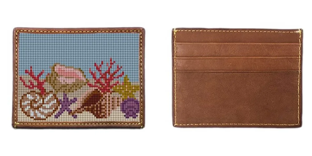 Seashell Needlepoint Card Wallet