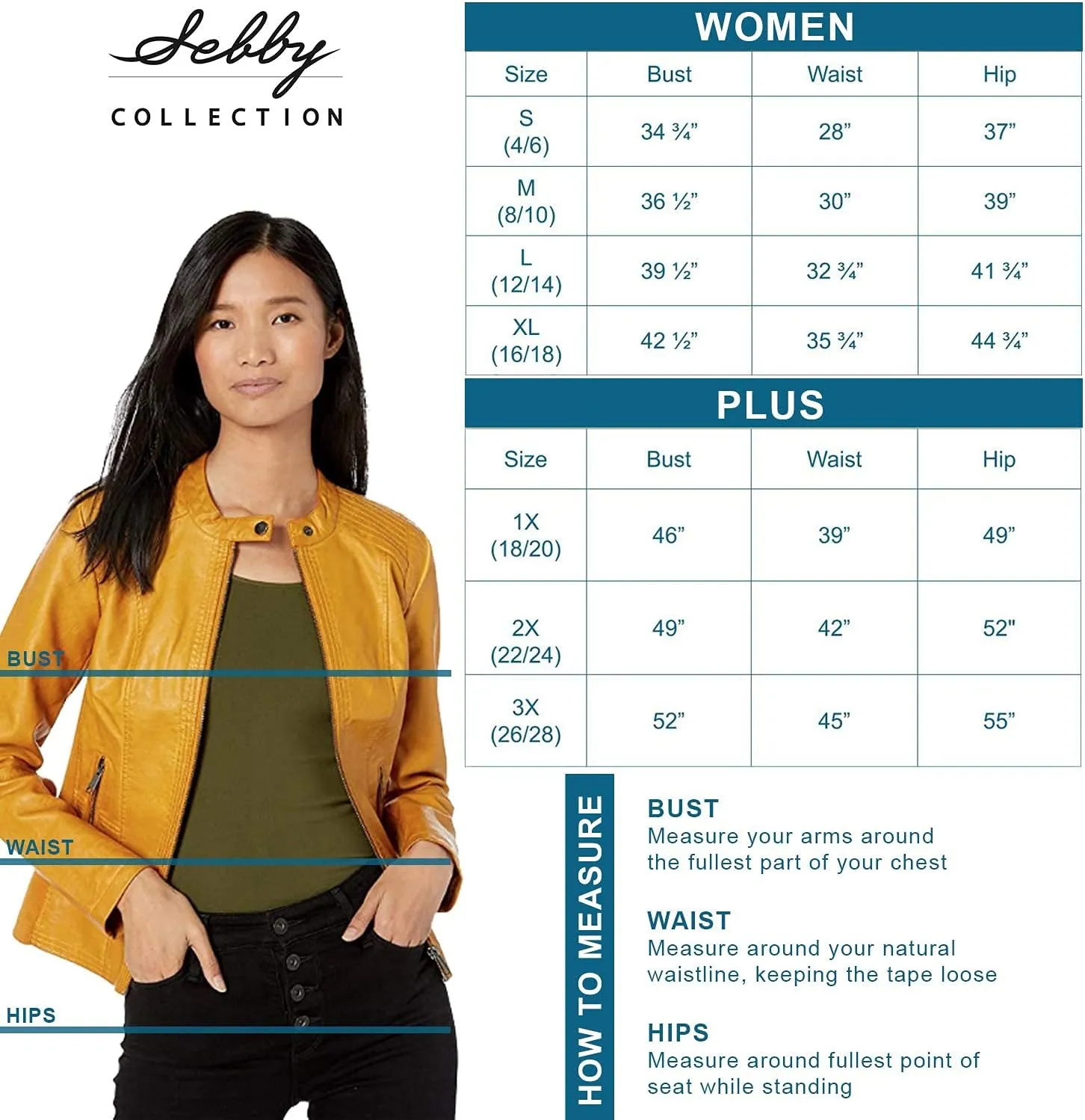 Sebby Collection Women's Faux Leather Jacket with Moto Details and Front Zip Pockets