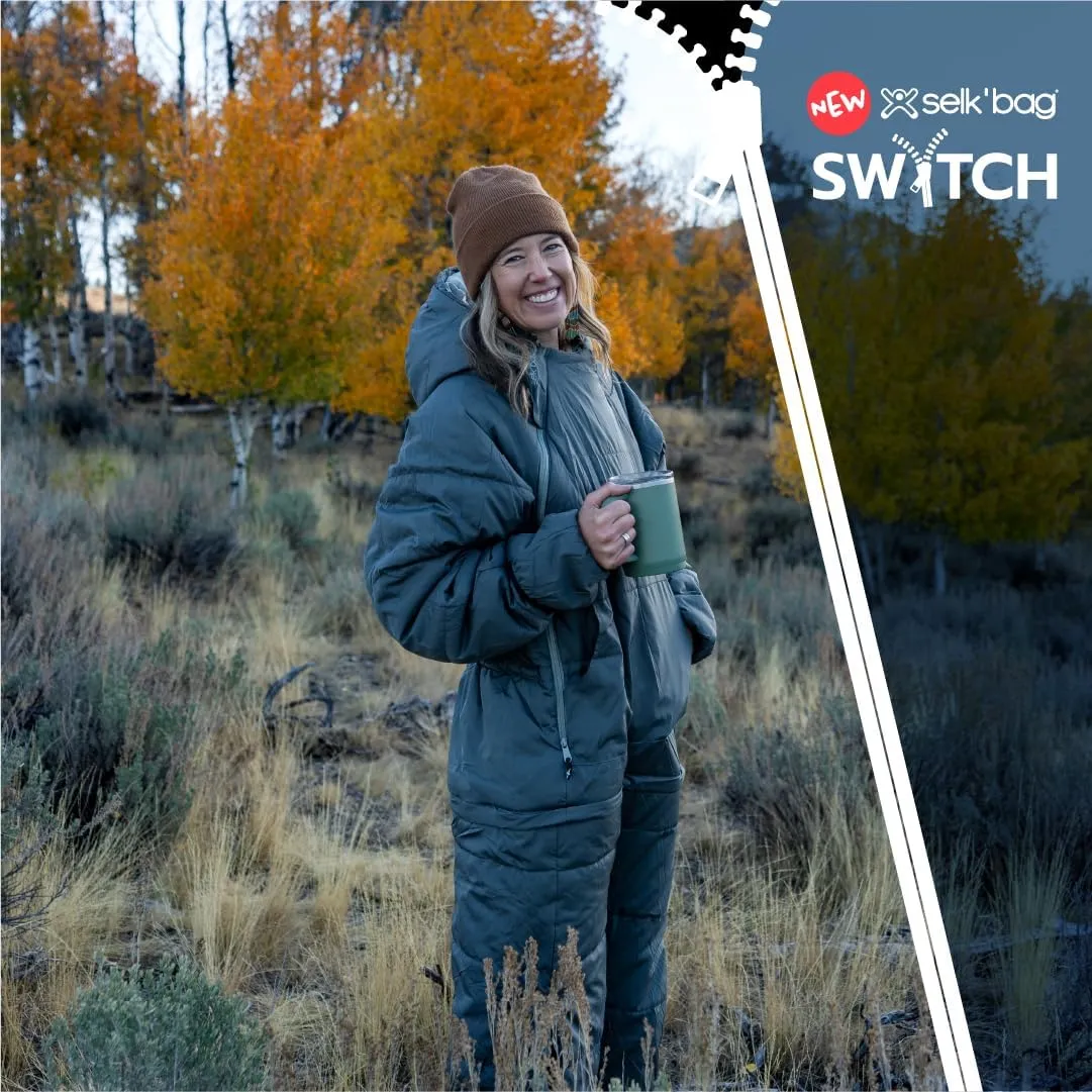 Selk'bag SWYTCH Original Wearable Sleeping Bag & Jacket | Convertible 2-in-1 Design, Water-Resistant, Eco-Friendly for Camping, Hiking, Travel, Skiing and Casual Use