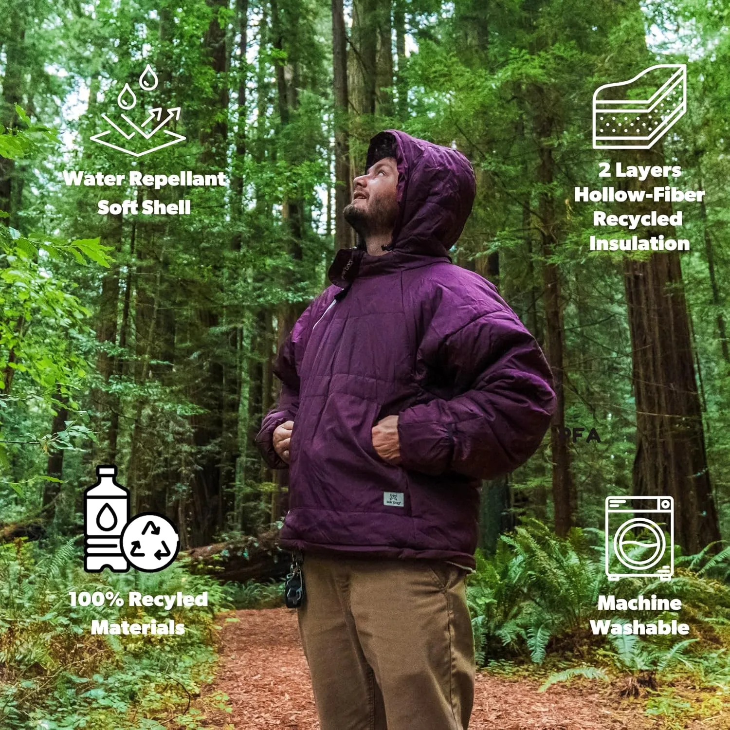 Selk'bag SWYTCH Original Wearable Sleeping Bag & Jacket | Convertible 2-in-1 Design, Water-Resistant, Eco-Friendly for Camping, Hiking, Travel, Skiing and Casual Use