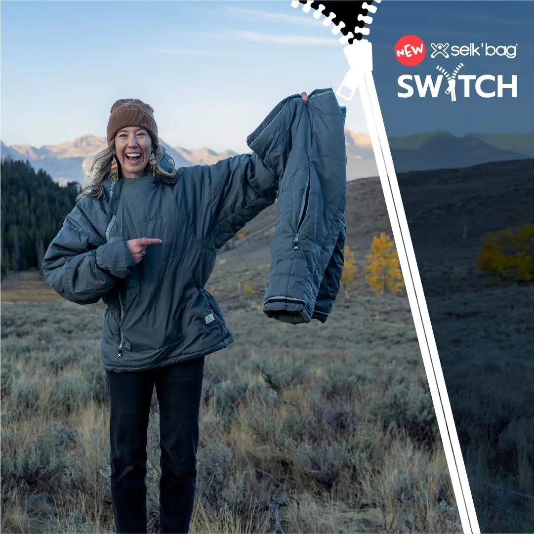 Selk'bag SWYTCH Original Wearable Sleeping Bag & Jacket | Convertible 2-in-1 Design, Water-Resistant, Eco-Friendly for Camping, Hiking, Travel, Skiing and Casual Use