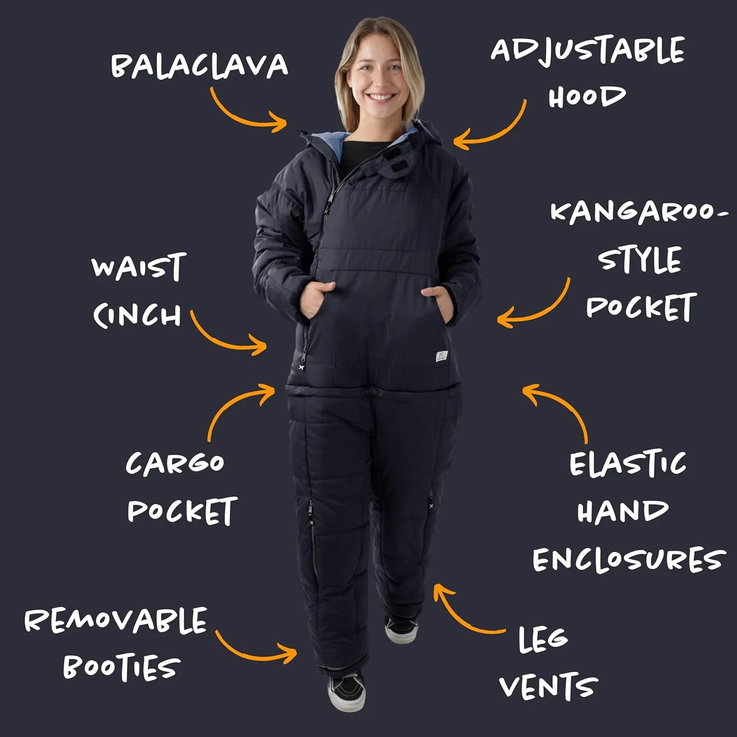 Selk'bag SWYTCH Original Wearable Sleeping Bag & Jacket | Convertible 2-in-1 Design, Water-Resistant, Eco-Friendly for Camping, Hiking, Travel, Skiing and Casual Use