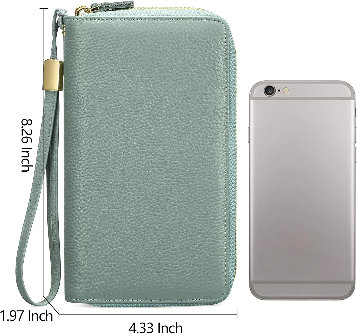 SENDEFN Leather Women Wallet RFID Blocking Zipper Around Phone Holder Clutch Wristlet Large Capacity