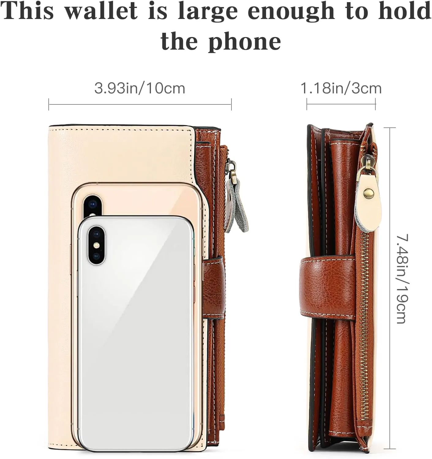 SENDEFN Women Leather Wallets RFID Blocking Clutch Card Holder Ladies Purse with Zipper Pocket