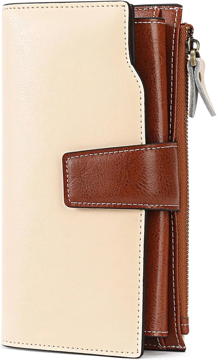 SENDEFN Women Leather Wallets RFID Blocking Clutch Card Holder Ladies Purse with Zipper Pocket