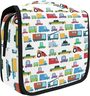 senya Hanging Travel Toiletry Bag Kit Boys Makeup Case Cosmetics Organizer for Men Women (Cartoon Boy Cars)