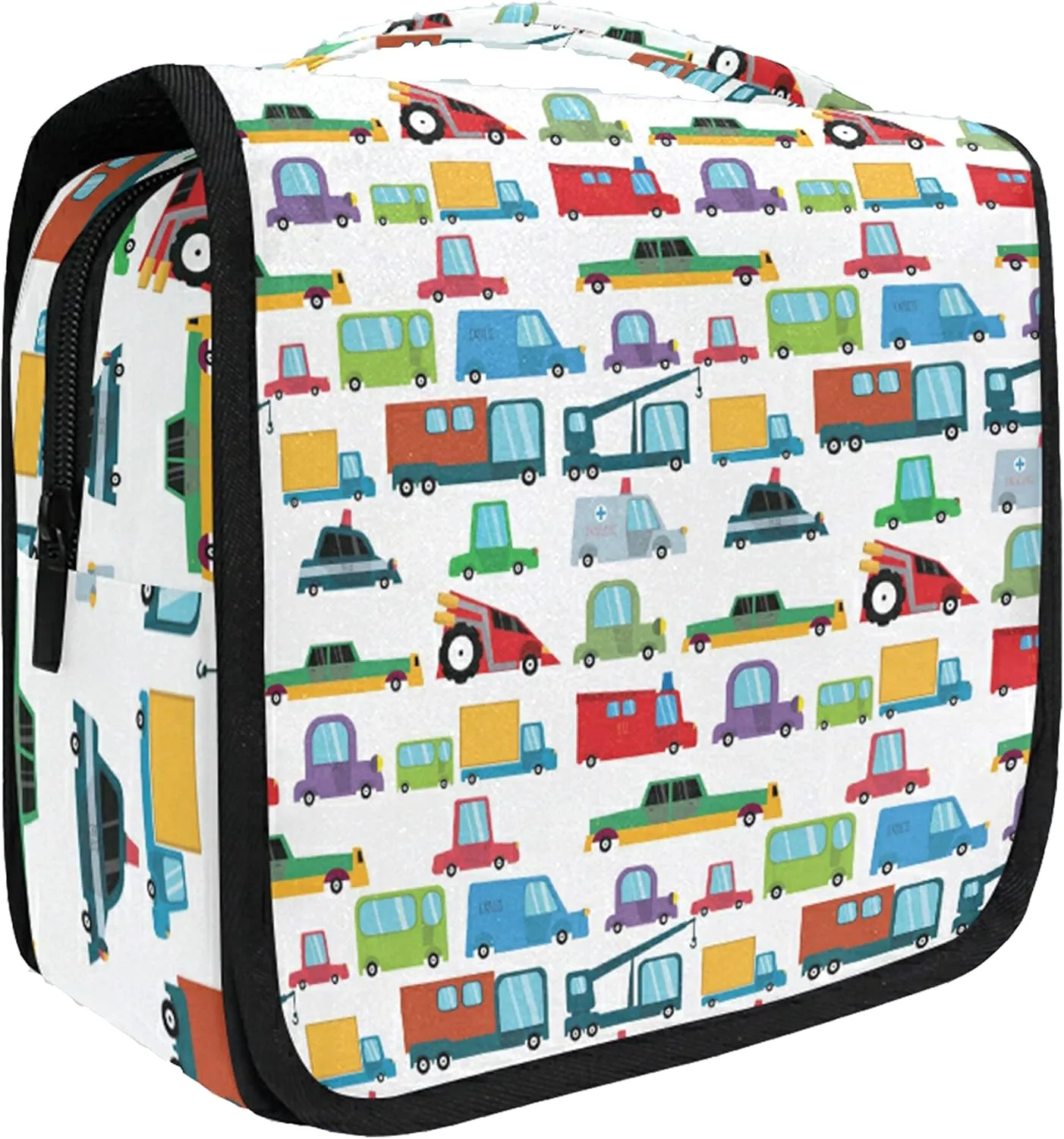 senya Hanging Travel Toiletry Bag Kit Boys Makeup Case Cosmetics Organizer for Men Women (Cartoon Boy Cars)