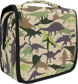 senya Hanging Travel Toiletry Bag Kit Boys Makeup Case Cosmetics Organizer for Men Women (Dinosaur Camouflage)