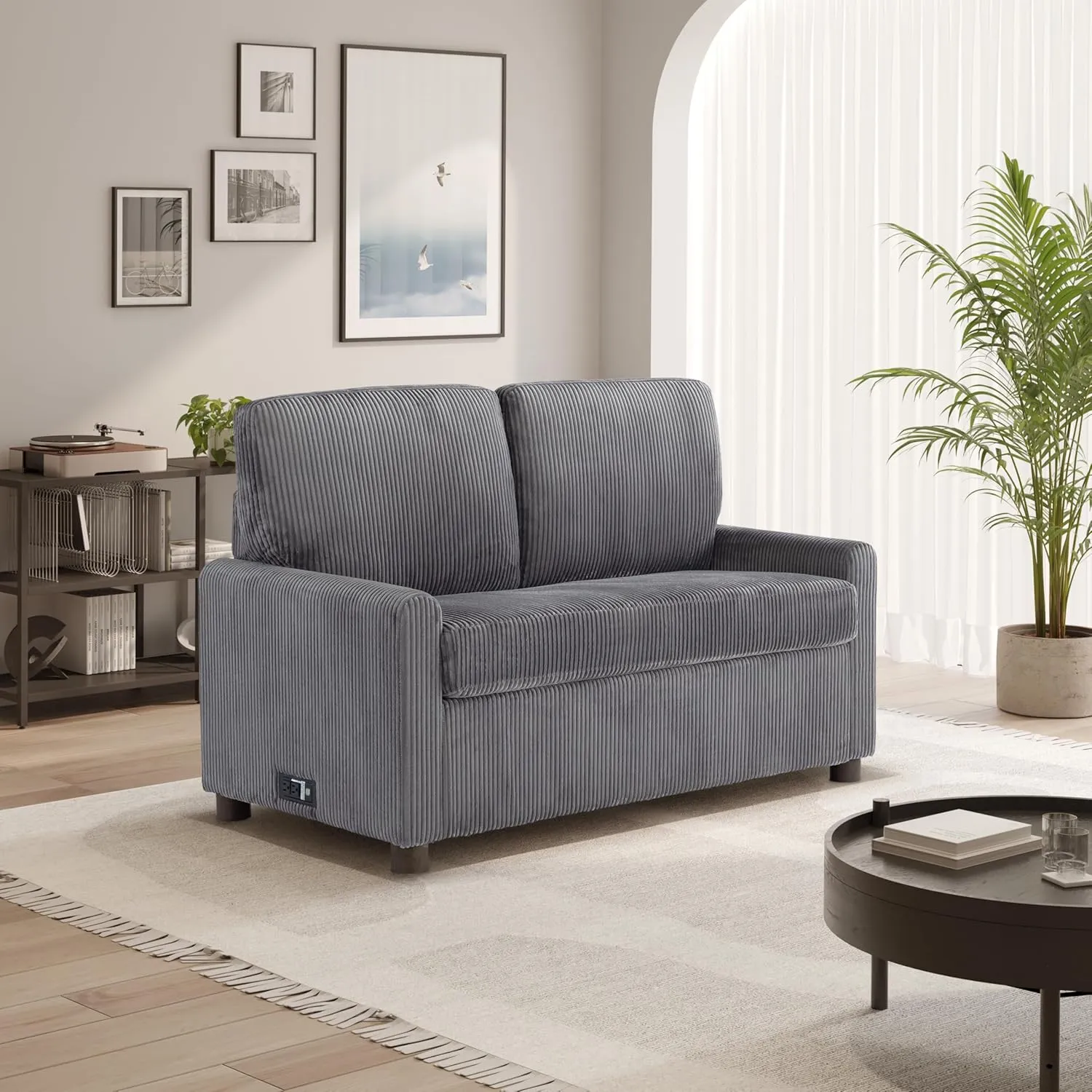 Serta Darnold Convertible Pull Out Sleeper Loveseat, Gray