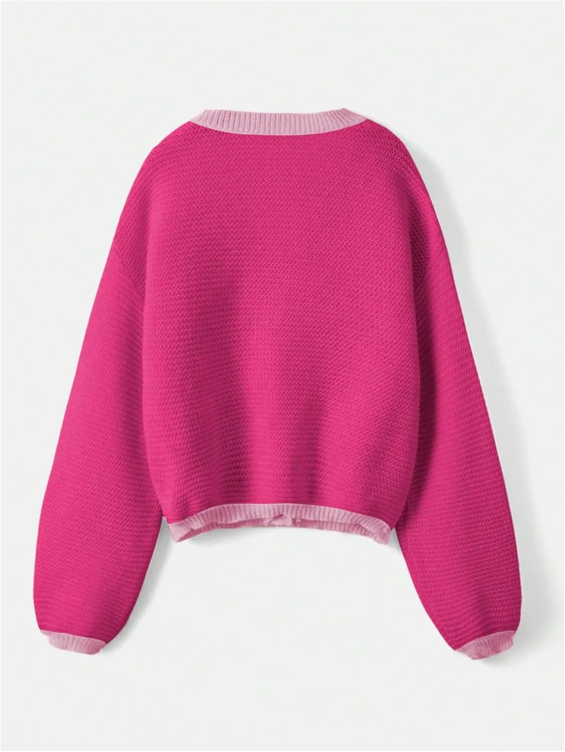 SHENHE Women's Strawberry Pattern Open Front Bishop Sleeve Casual Cardigan