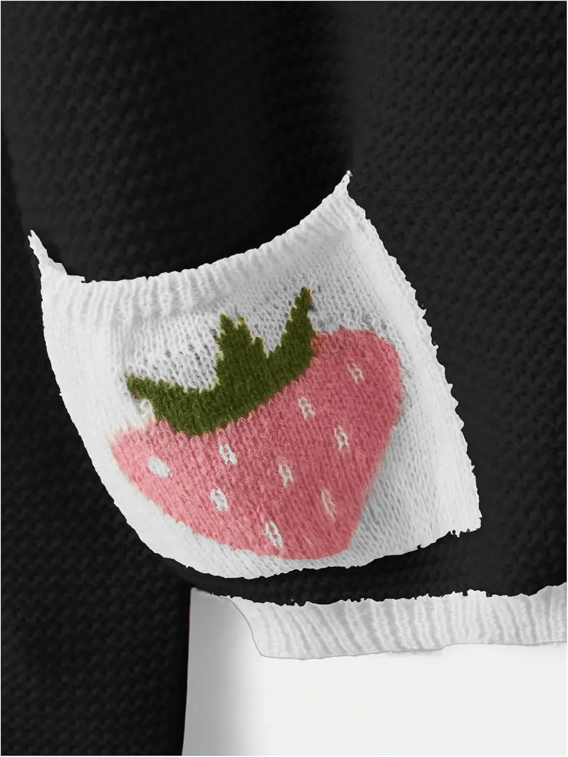 SHENHE Women's Strawberry Pattern Open Front Bishop Sleeve Casual Cardigan