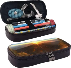 Shining Overlook print Leather Flap Cosmetic Bag, Toiletry Organizer, Zipper Coin Purse, Cosmetic Case, Black