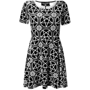 Short Sleeve Dress | Pentagram | Velvet Skater, Let's Make Magic Dress Black