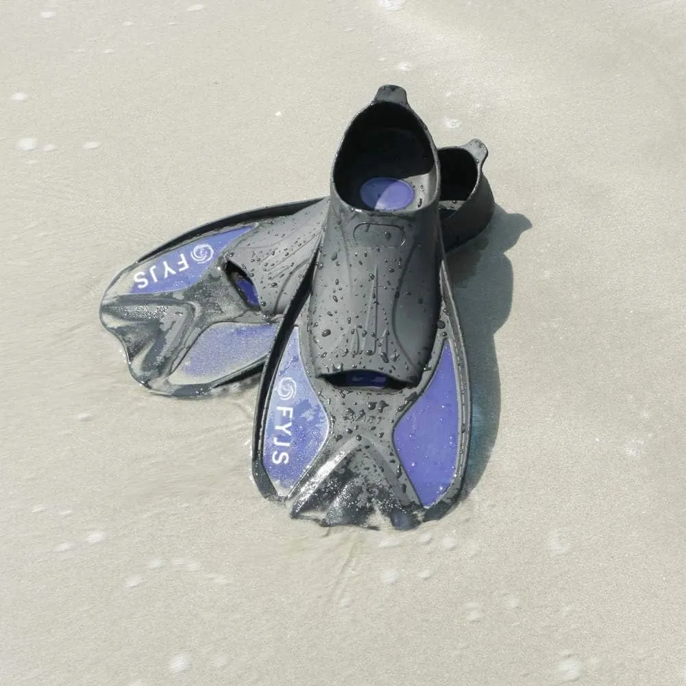 Short Swim Fins, Travel Size Diving Flippers with Mesh Carrying Bag for Adult Men Women
