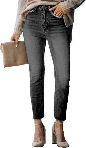 Sidefeel Women's Boyfriend Jeans Stretchy Ripped Distressed Zimbaplatinum Denim Pants Size 4-18