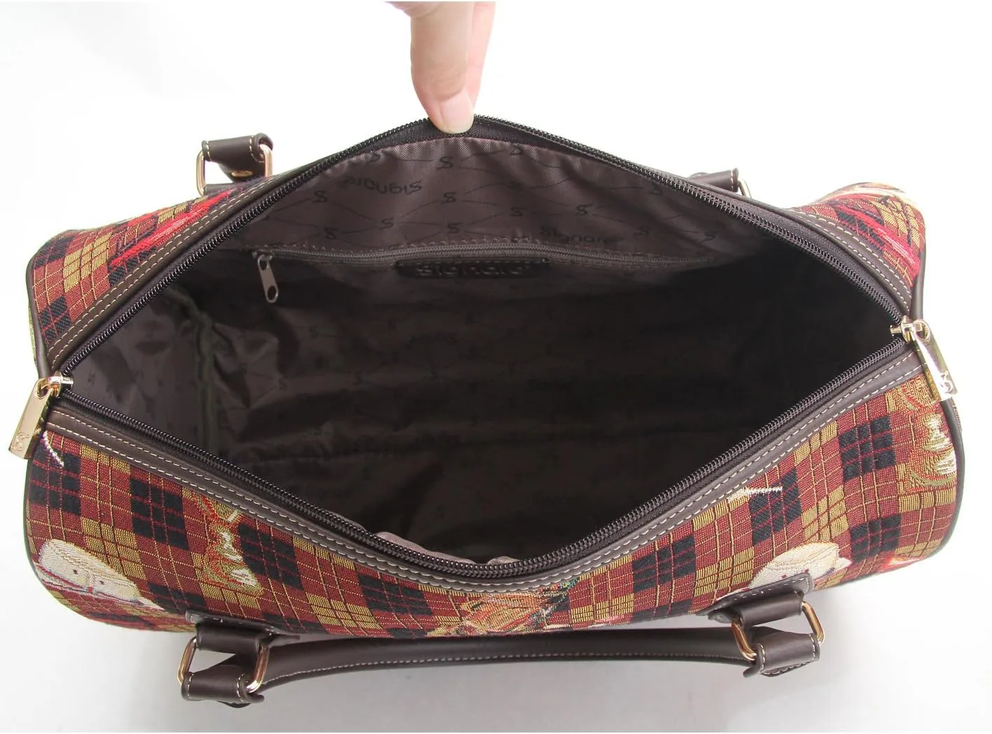 Signare Womens Brown Fashion Canvas Tapestry Travel Weekend Overnight Bag in Golf Design (TRAV-Golf)
