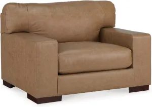 Signature Design by Ashley Lombardia Contemporary Leather Match Upholstered Oversized Chair, Light Brown